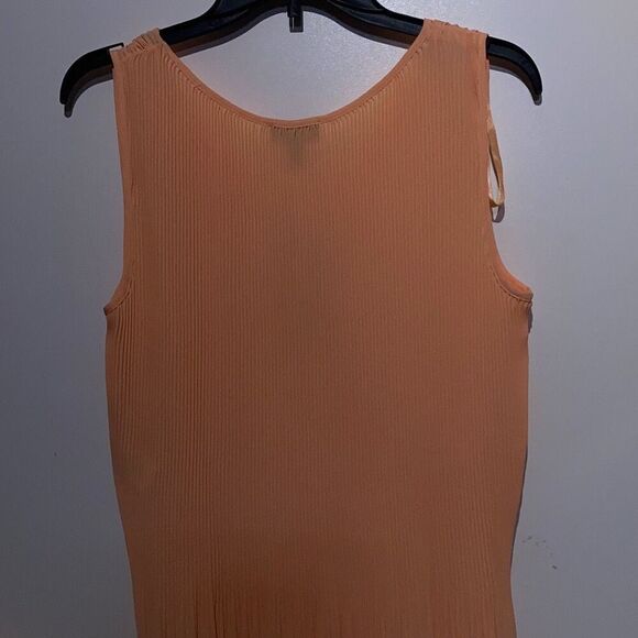 Jones New York Women's Peach Pleated Round Neck Keyhole Sleeveless Top Large NWT - Picture 6 of 6